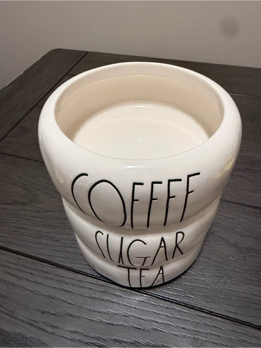 Rae Dunn White Ceramic Stackable Canister Trio - Coffee Sugar Tea
